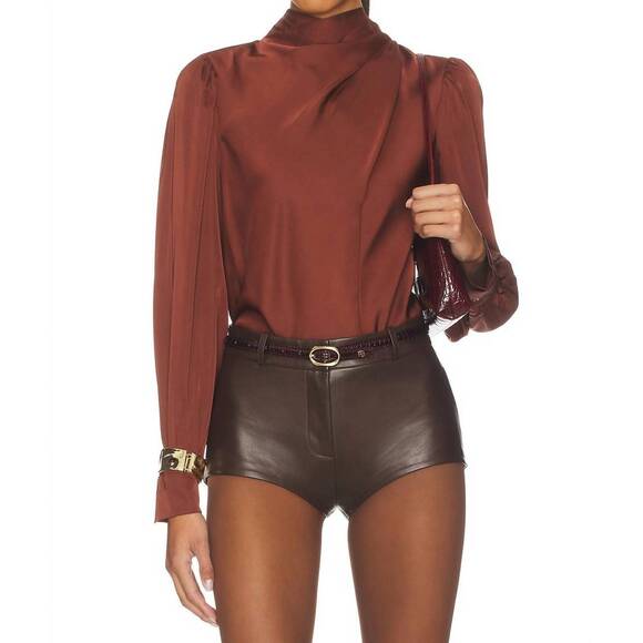 ASTR Tops - NEW ASTR ivonne long sleeve satin top in rust